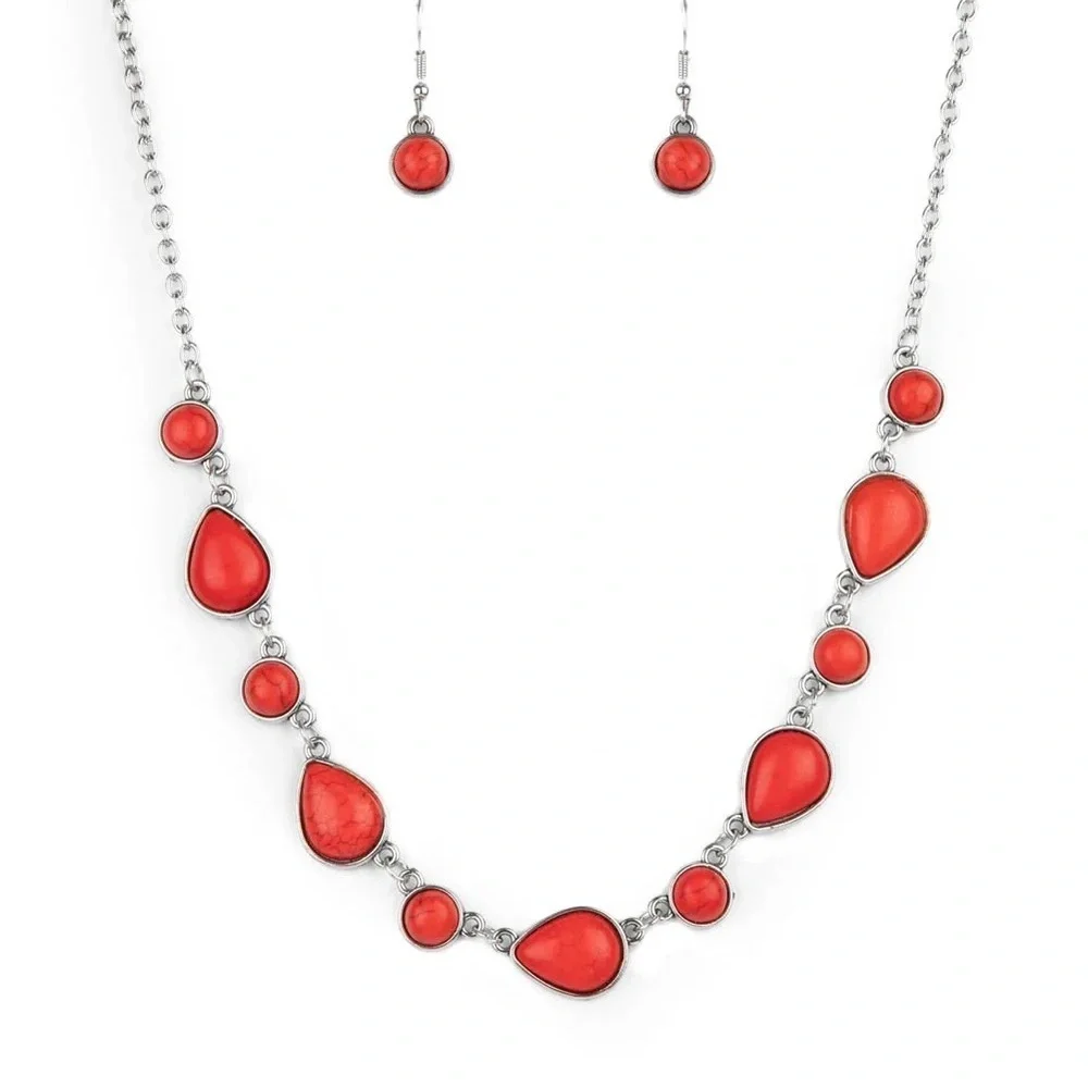 Red and Silver Women's Necklace - Picture 2 of 7